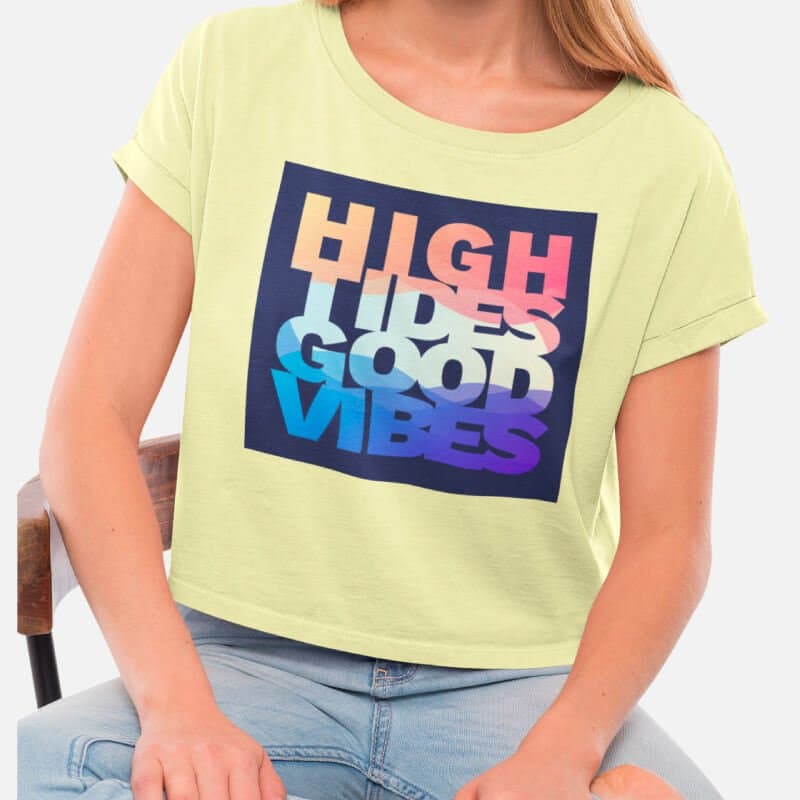 High Tides Good Vibes - Crop Top - Image 2