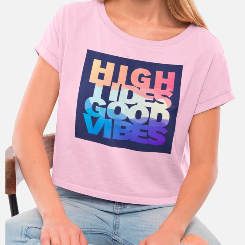 High Tides Good Vibes - Crop Top - Image 4