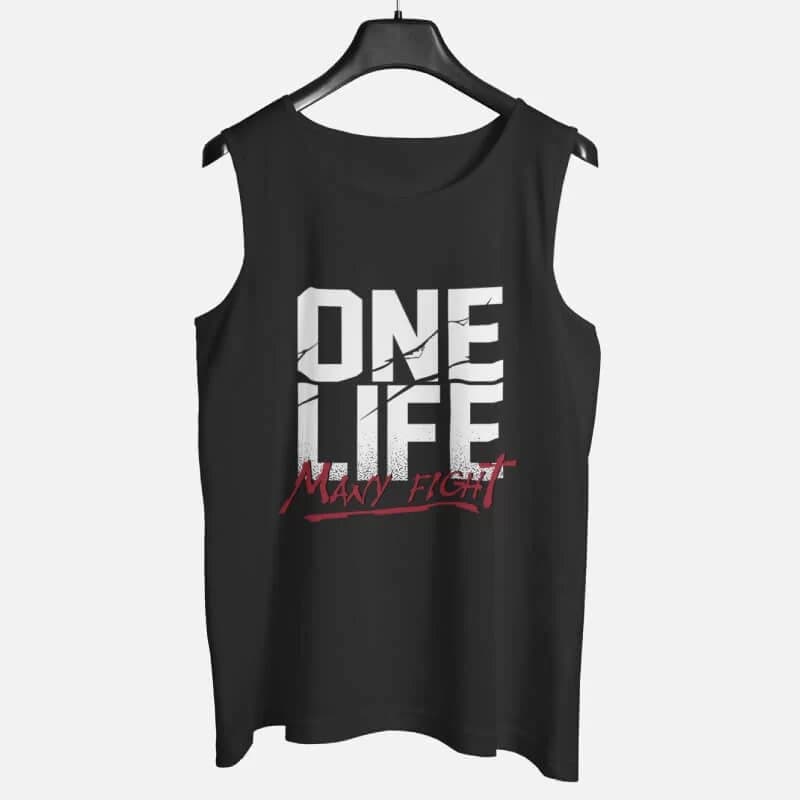 One Life - Graphic Printed Cotton Vests For Men
