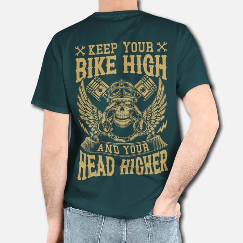 Keep Your Bike High - Graphic Printed T-Shirts For Men - Image 3