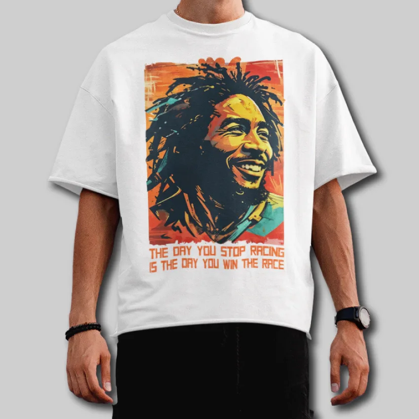 The Day You Stop Racing, Is The Day You Win The Race - Oversized T-Shirt - Image 3