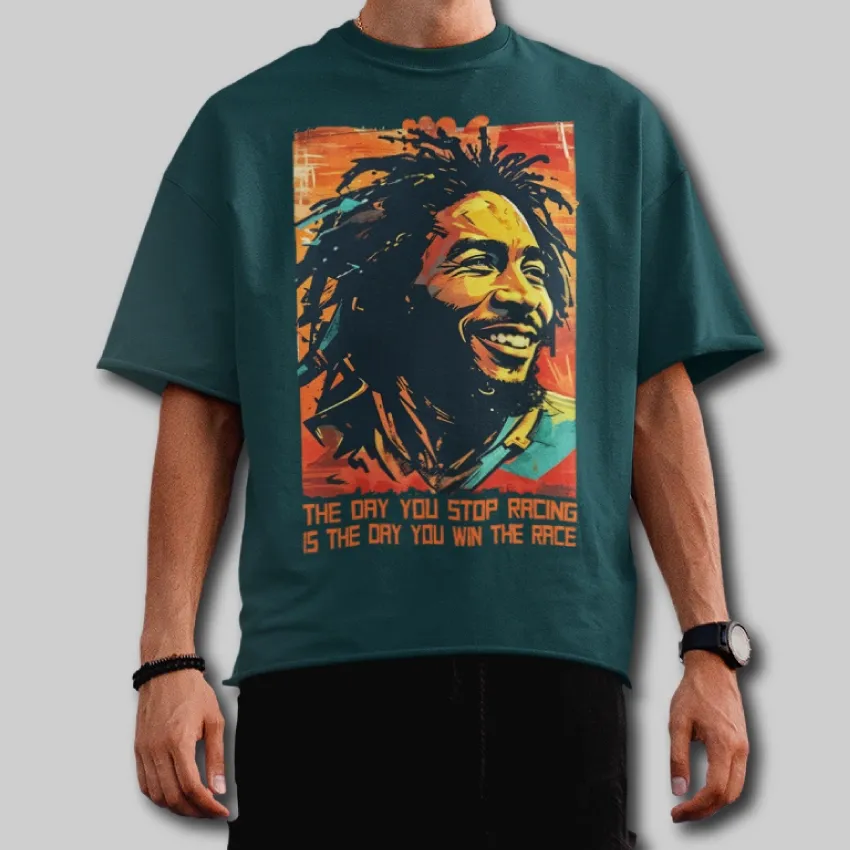 The Day You Stop Racing, Is The Day You Win The Race - Oversized T-Shirt - Image 2
