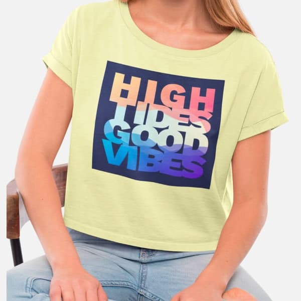 High Tides Good Vibes - Crop Top - Image 2