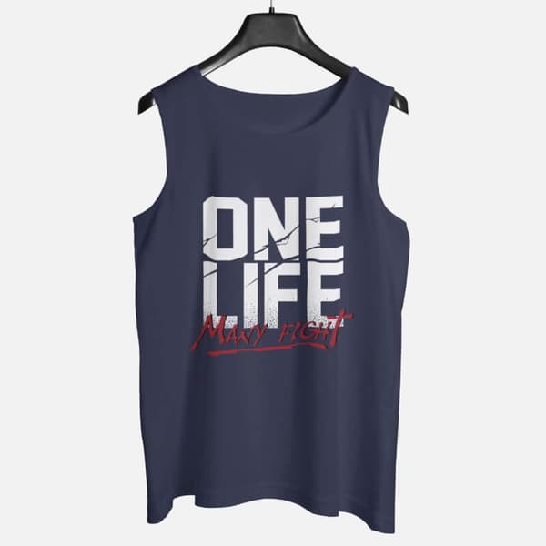 One Life - Graphic Printed Cotton Vests For Men - Image 2