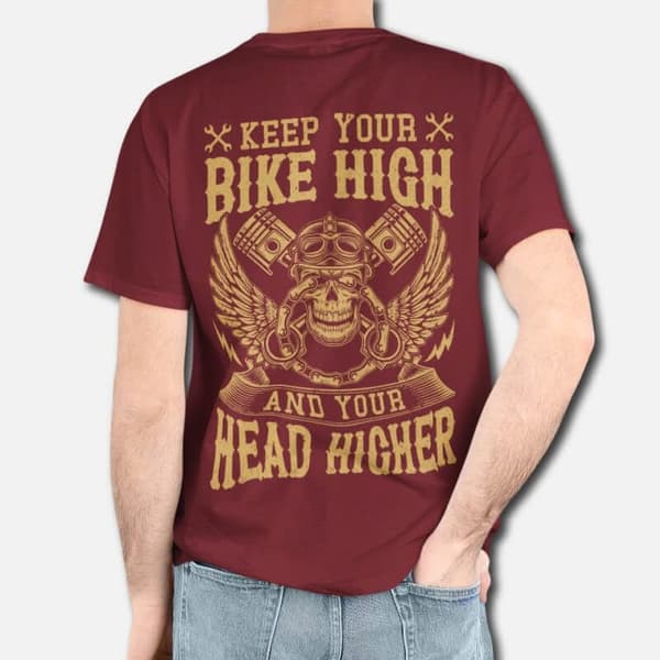 Keep Your Bike High - Graphic Printed T-Shirts For Men - Image 2